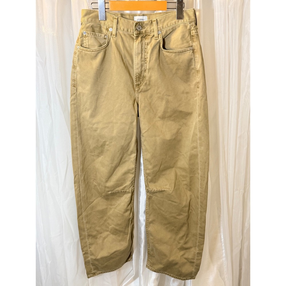 Citizens of Humanity Horseshoe Jeans Women 27 Tan Khaki Curved Barrel Leg